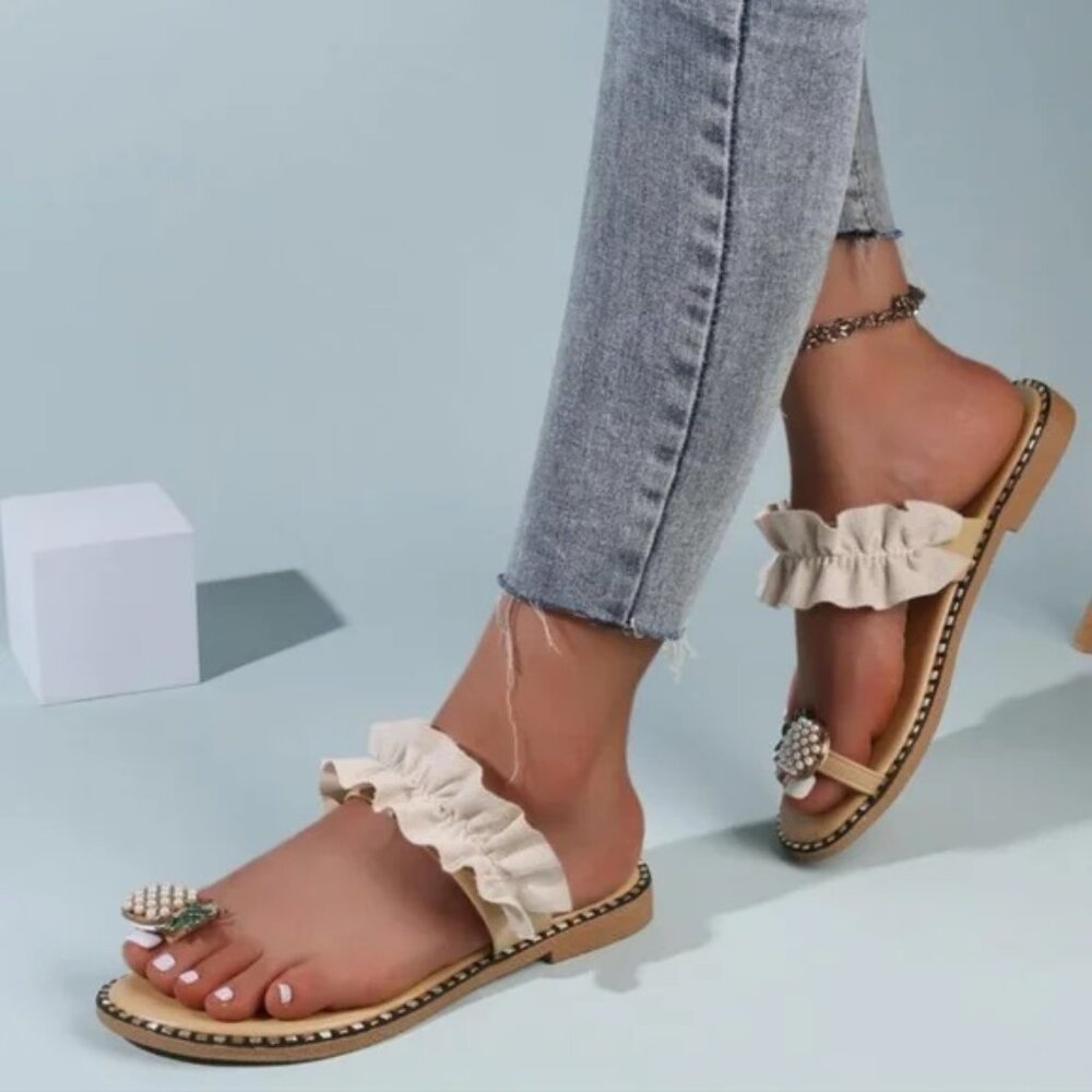 Pineapple Perfection: Shein Ruffle Sandals (Size 7)